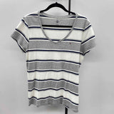 Tommy Hilfiger Women's Size XL Gray Stripe Short Sleeve Shirt