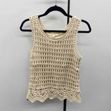 Adiva Women's Size S Ivory Woven Sleeveless Shirt