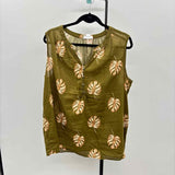 Liz Claiborne Women's Size XL Green Leaf Sleeveless Shirt