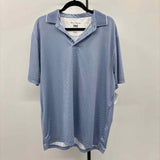Hickey Freeman Men's Size XL Blue Polyester/Spandex Geometric Short Sleeve Shirt