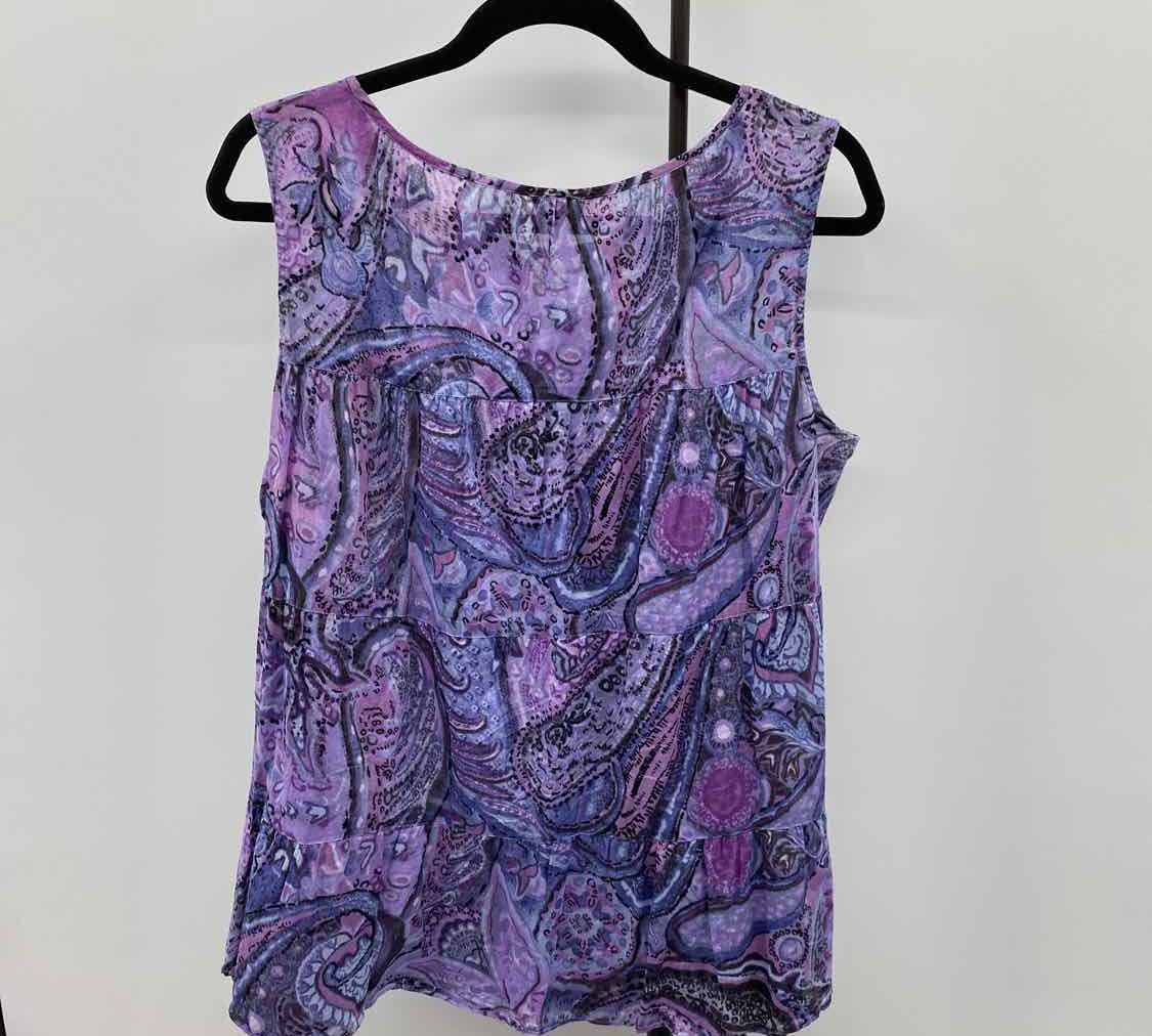 Talbots Women's Size 1X Purple Paisley Sleeveless Shirt
