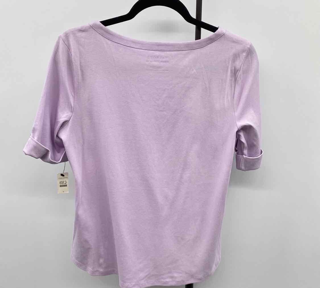 Talbots Women's Size L Lavender Solid Short Sleeve Shirt