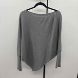 Bluivy Women's Size L Gray Ribbed Long Sleeve Shirt