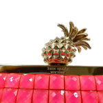 Closure KATE SPADE Hot Pink Pineapple LEMONDROP LELLA Frame Clutch Purse w/Gold Cord Crossbody