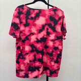 Chico's Women's Size L Pink Tie Dye Short Sleeve Shirt