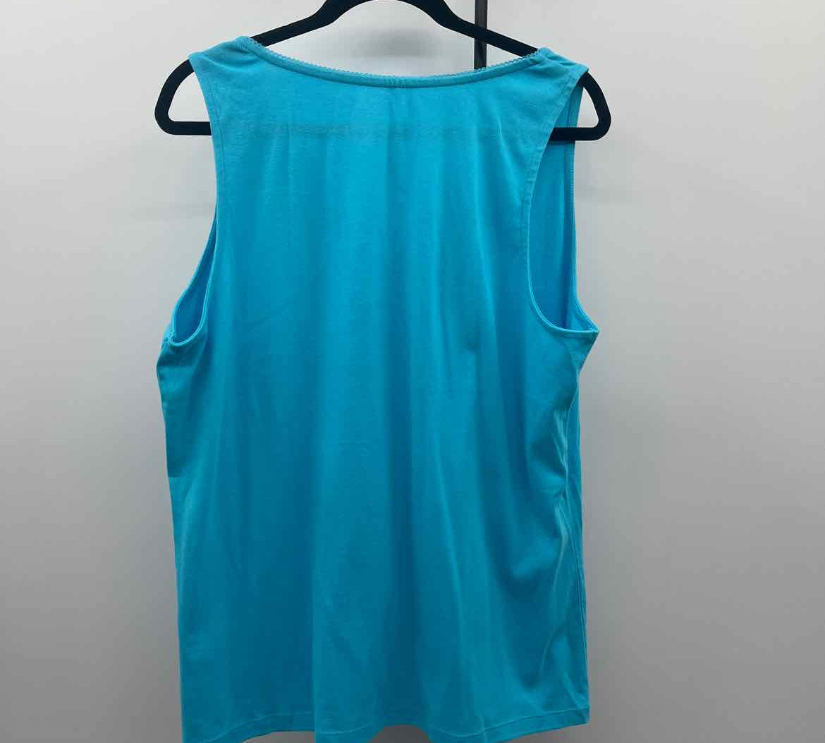 CJ Banks Women's Size 1X Turquoise Solid Sleeveless Shirt