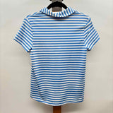 Duffield Lane Women's Size S Blue Stripe Short Sleeve Shirt