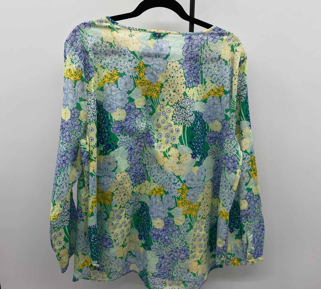 Talbots Women's Size 2X Yellow Floral Long Sleeve Shirt
