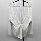 Neiman Marcus Women's Size L White Solid Long Sleeve Shirt