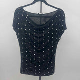 White House Black Market Women's Size XS Black dotted Short Sleeve Shirt