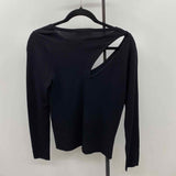 Zara Women's Size L Black Ribbed Long Sleeve Shirt