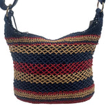 GIANI BERNINI Navy Red & Natural Woven Fiber Crossbody Purse