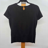 Loft Women's Size M Black Beaded Short Sleeve Shirt