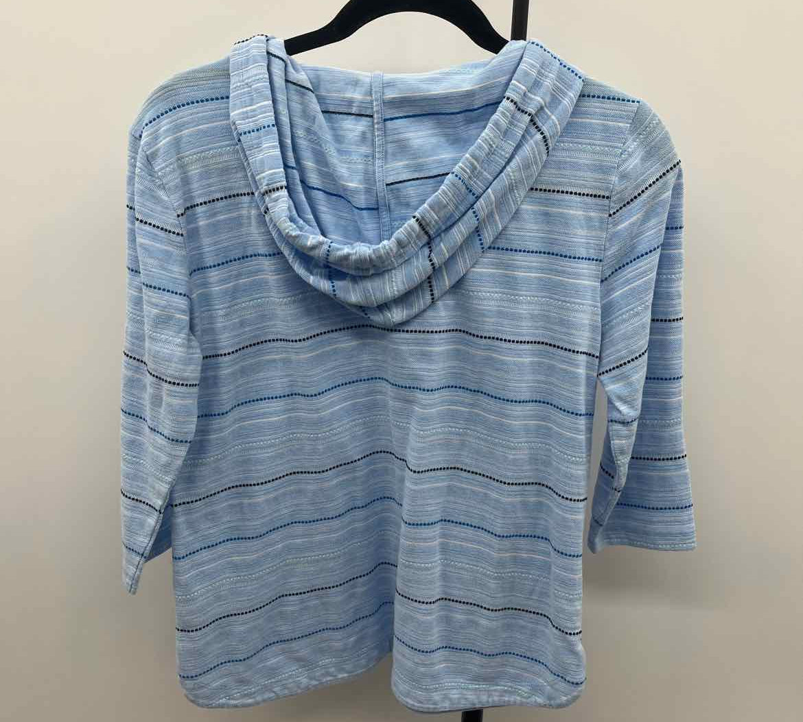 Talbots Women's Size MP Blue Stripe Long Sleeve Shirt