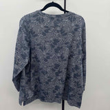 Lands End Women's Size 1X Navy Leaf Long Sleeve Shirt