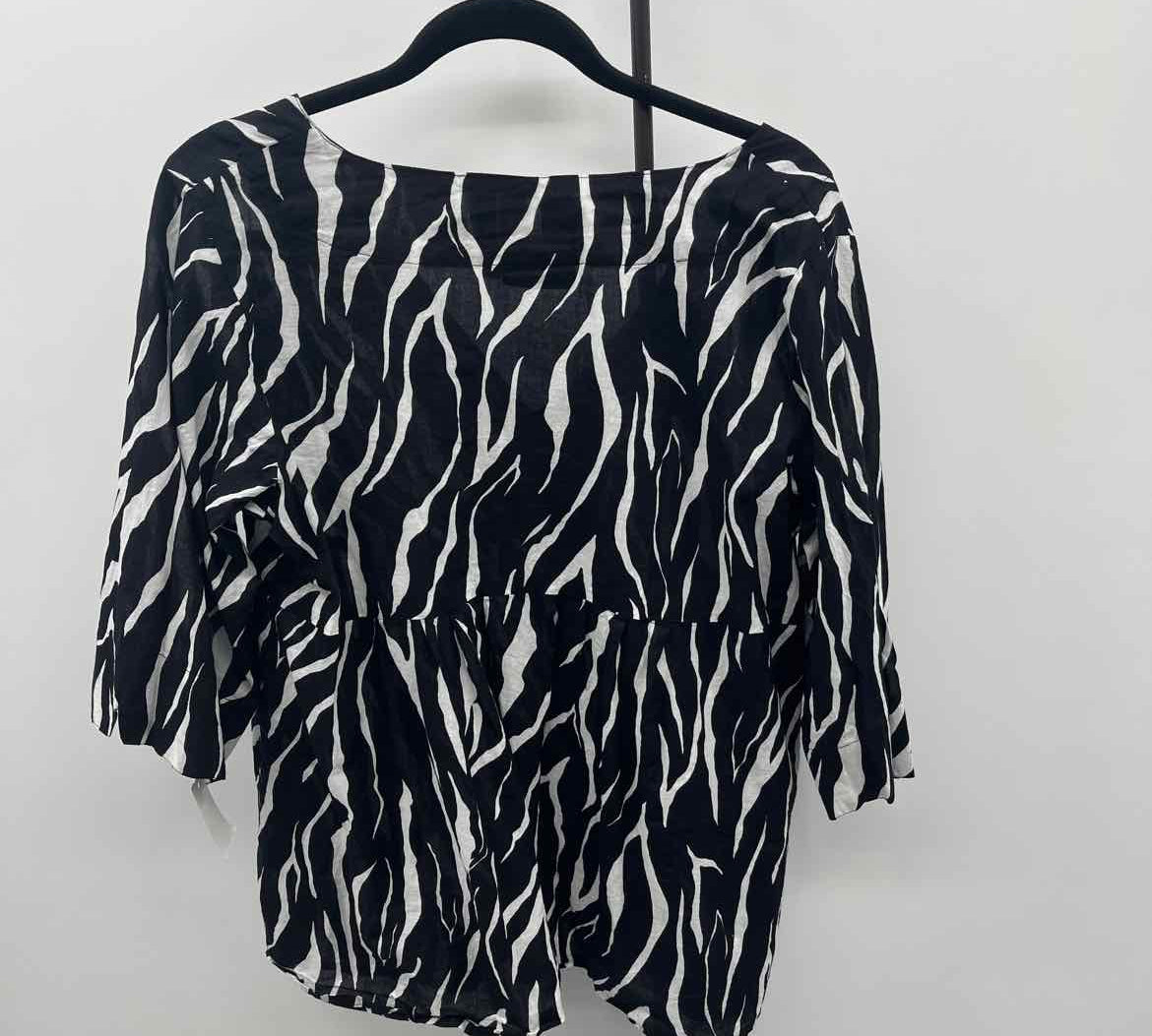 KikiSol Women's Size XXL Black Zebra Long Sleeve Shirt