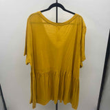 terra & sky Women's Size 4X Mustard Yellow Solid Short Sleeve Shirt