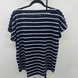 Cable & Gauge Women's Size L Navy Stripe Short Sleeve Shirt