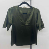 Frame Women's Size XS Green Solid Short Sleeve Shirt