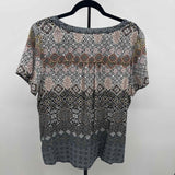 Christopher & Banks Women's Size XL Black medallion Short Sleeve Shirt