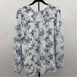Maison d'Amelie Women's Size XL Blue Floral Long Sleeve Shirt