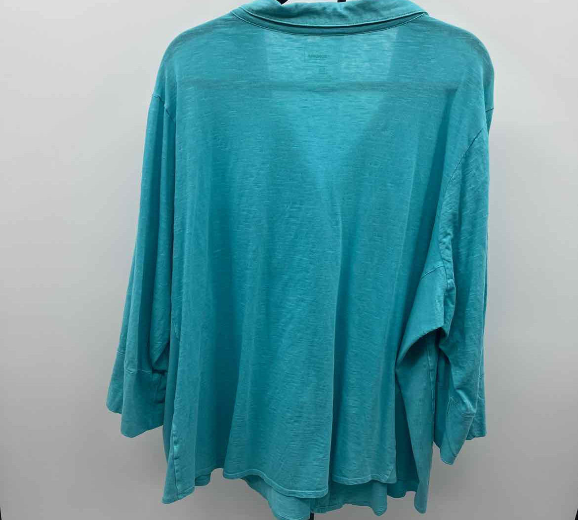 Sonoma Women's Size 3X Aqua Heathered Long Sleeve Shirt