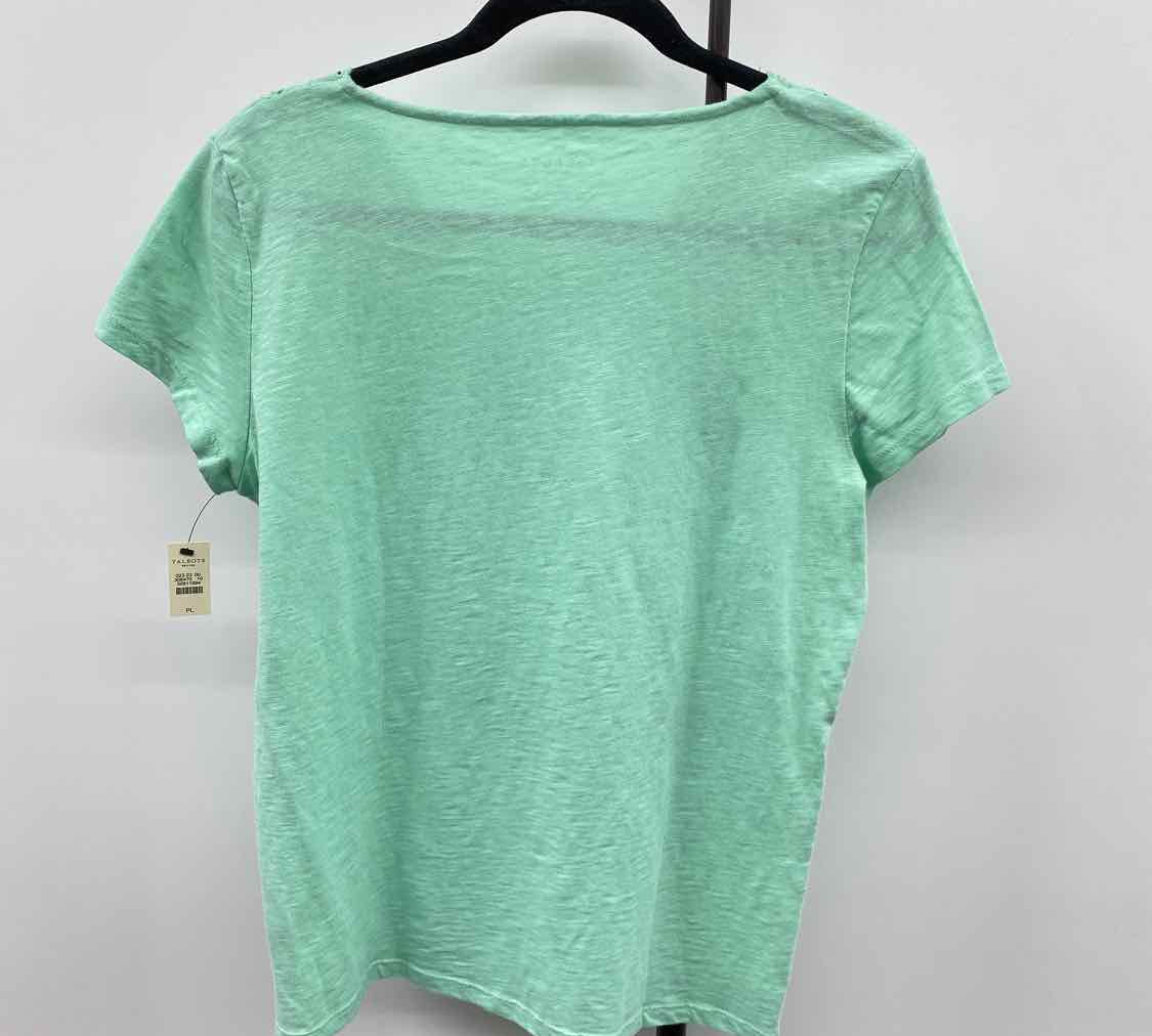 Talbots Women's Size LP Green Floral Short Sleeve Shirt