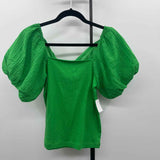 Loft Women's Size S Green Textured Short Sleeve Shirt