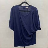 Wonderly Women's Size M Navy Solid Short Sleeve Shirt