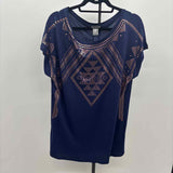 Venus Women's Size S Navy dotted Short Sleeve Shirt