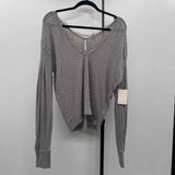 Free People Junior's Size L Gray Textured Long Sleeve Shirt