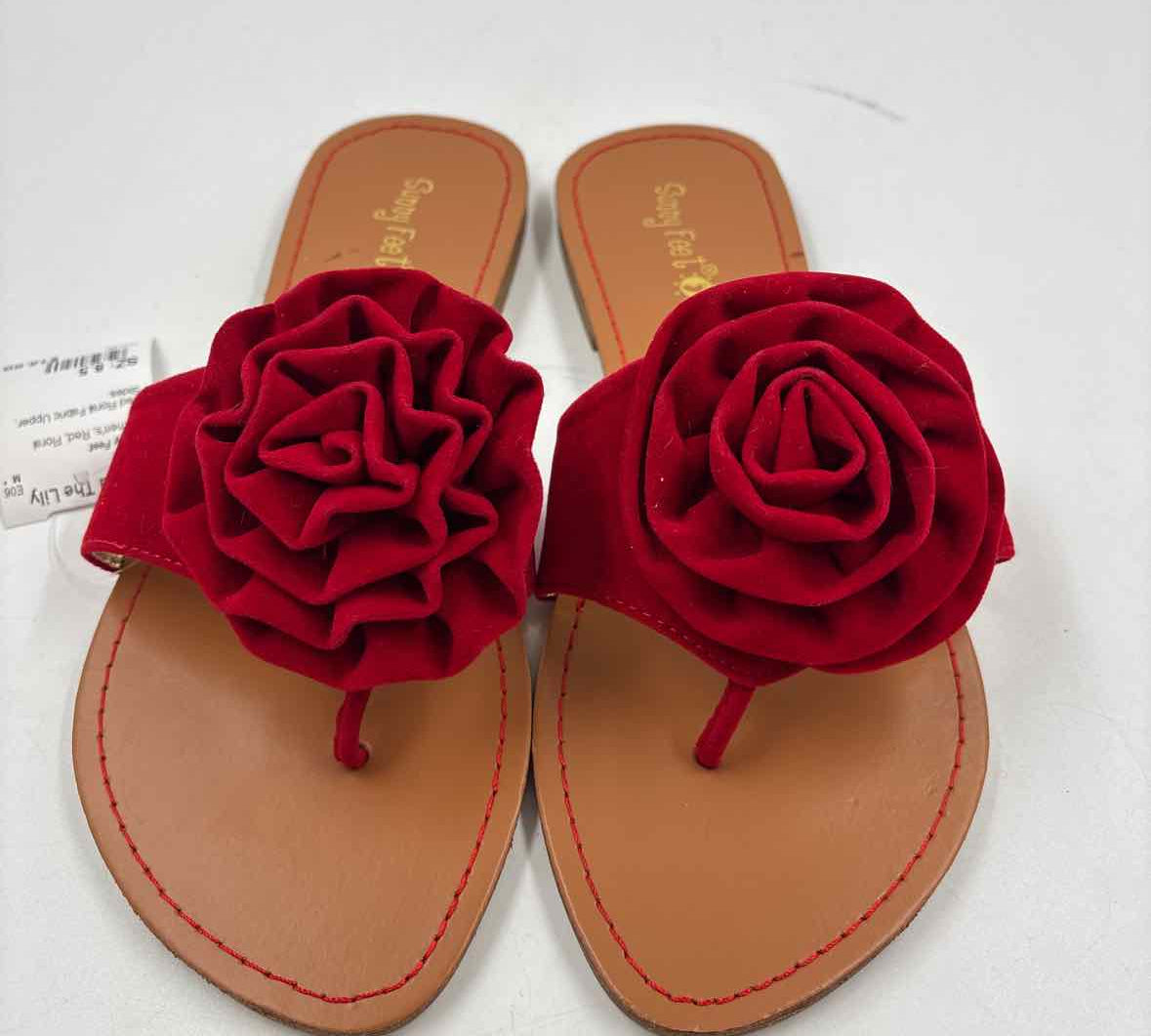 Sunny Feet Women's Shoe Size 8.5 Red Floral Sandals