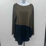 Sun Kim Women's Size L Olive Color Block Tunic