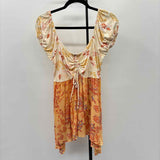Free People Women's Size L Yellow Floral Short Sleeve Shirt
