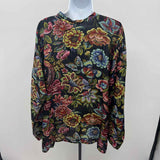 Johnny Was Women's Size L Black Floral Long Sleeve Shirt