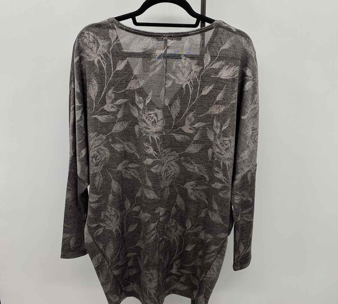 White House Black Market Women's Size S Charcoal Floral Long Sleeve Shirt