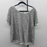 Green Envelope Women's Size 2X White Stripe Short Sleeve Shirt