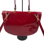 Back FRANCES VALENTINE Red Patent Leather Flap Front Handled Purse w/Crossbody