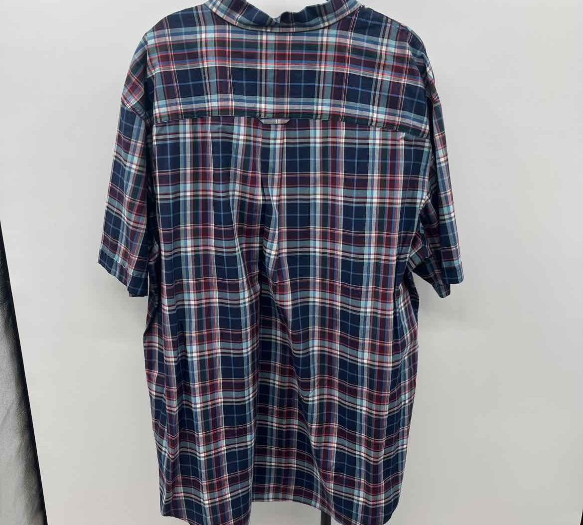 Izod Men's Size 2XLT Navy Plaid New with Tags Short Sleeve Shirt