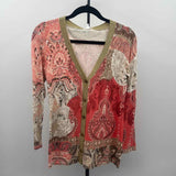 Chico's Women's Size S Peach Damask Cardigan