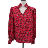 Crosby by Mollie Burch Women's Size S Red Floral Long Sleeve Shirt