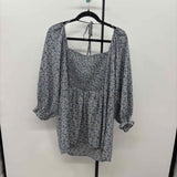 Heyson Women's Size 1X Blue Floral Long Sleeve Shirt
