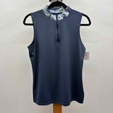 Tommy Bahama Women's Size L Navy Leaf Sleeveless Shirt