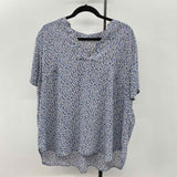 Lush Women's Size 2X Blue Floral Short Sleeve Shirt