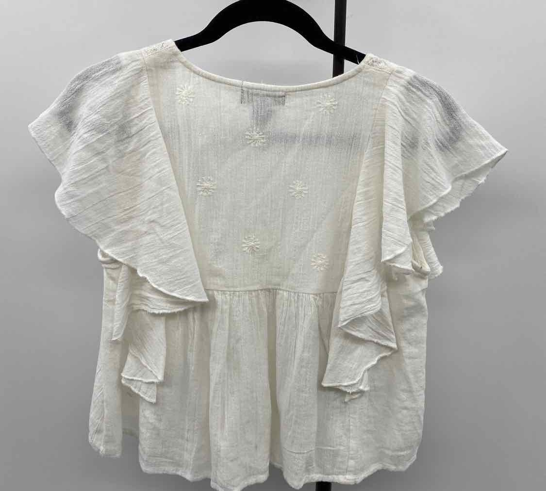 Rachel Women's Size S White Textured Short Sleeve Shirt