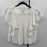Rachel Women's Size S White Textured Short Sleeve Shirt