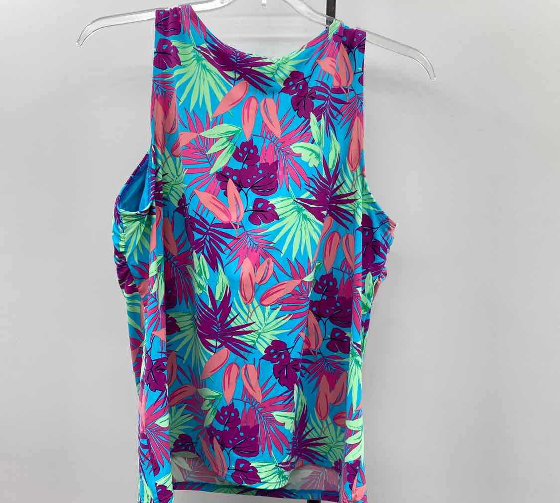 Lands End Women's Size 18 Blue Leaf Swimsuit - Separate
