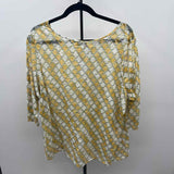 Coldwater Creek Women's Size 2X Yellow Grid Long Sleeve Shirt
