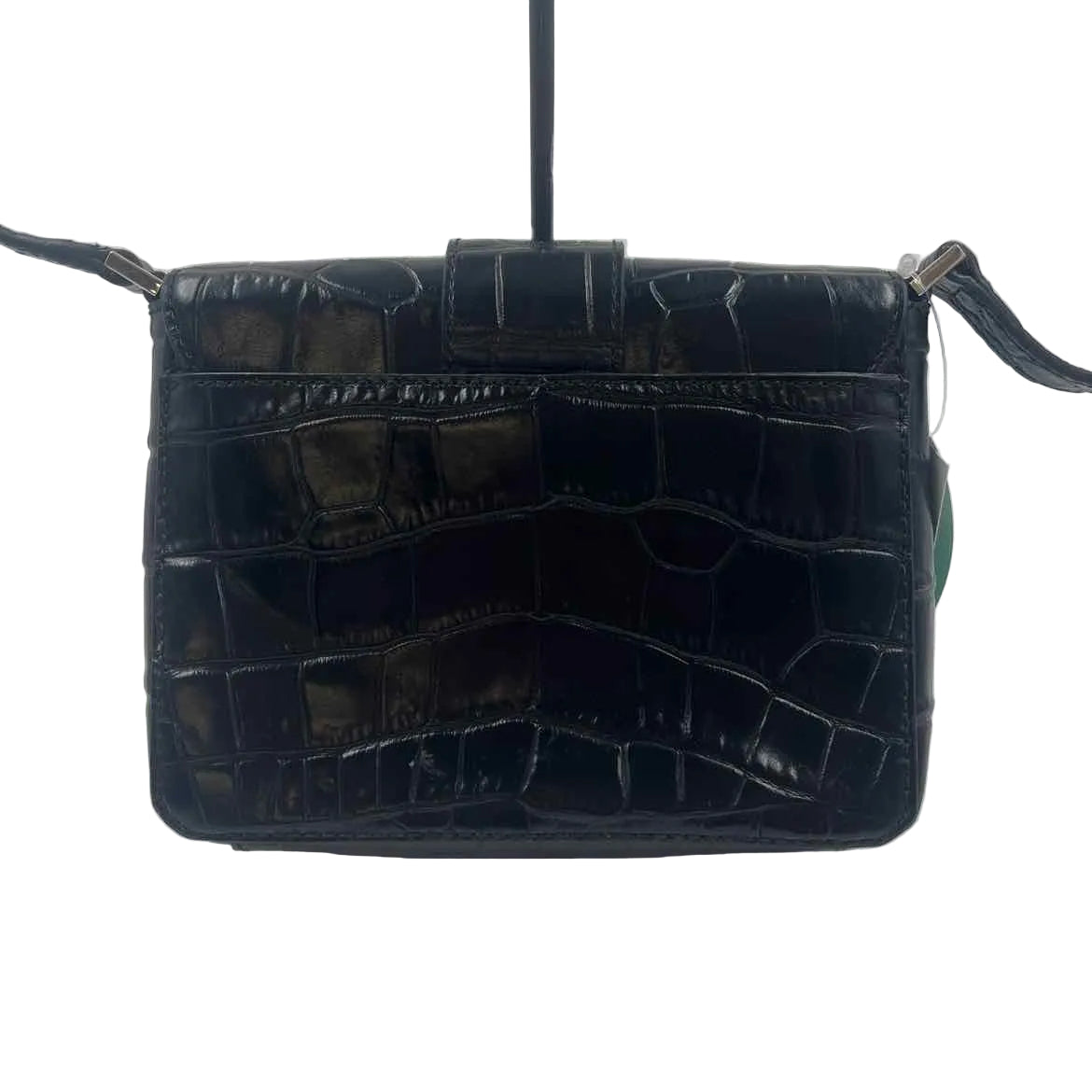 Back MICHAEL KORS Croc-Embossed Black Leather Small MILA MESSENGER Bag Purse