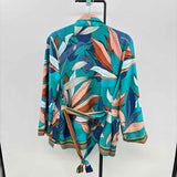 Nine West Women's Size S Green Floral Cardigan